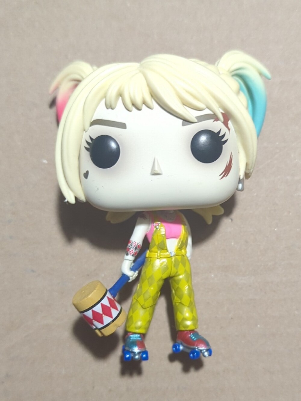 Funko Harley Quinn Vinyl Figure - Yellow Overalls with Pink & Blue Accents
